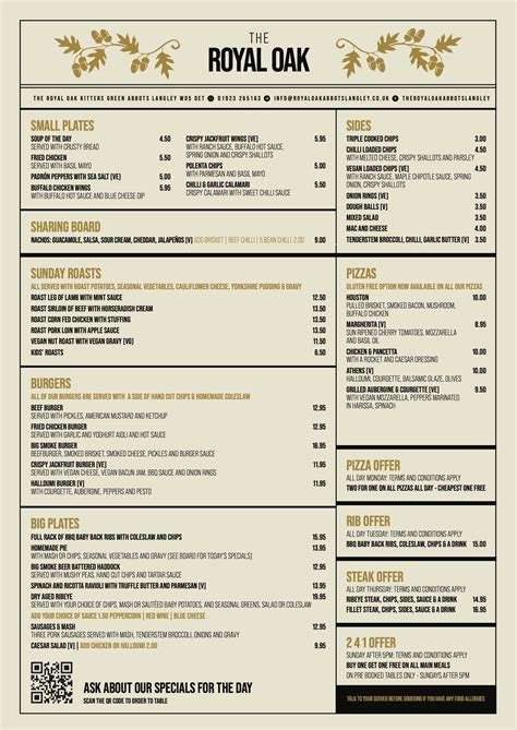 royal oak menu.